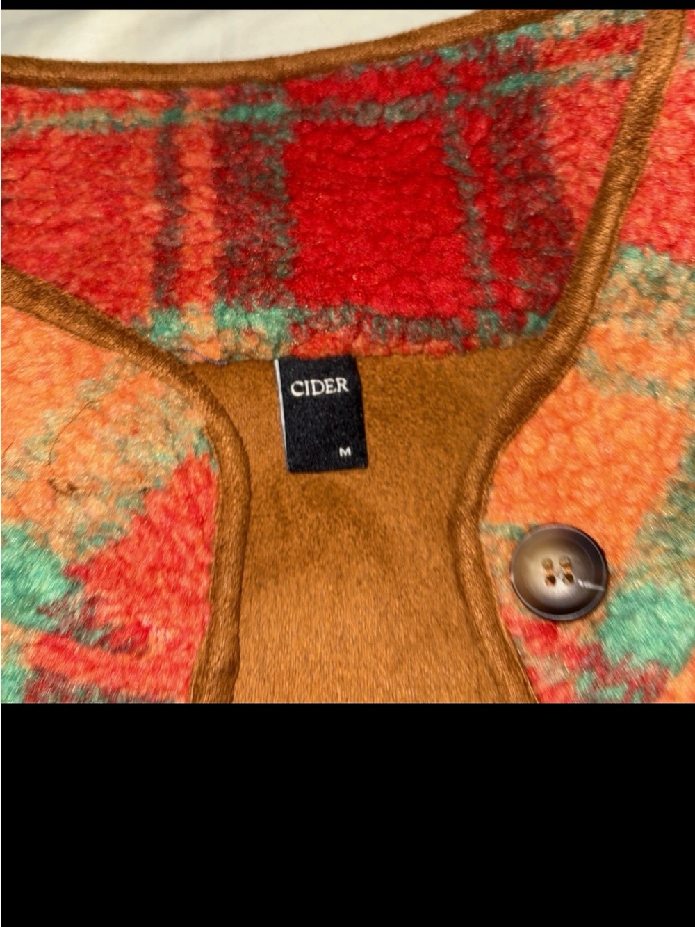 Cider, Plaid, Teddy Fleece Cropped Jacket, Fall, Preppy, #943CL - Picture 2 of 8